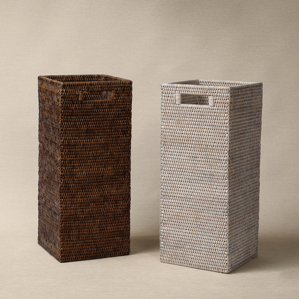 Square rattan umbrella stand with open handles
