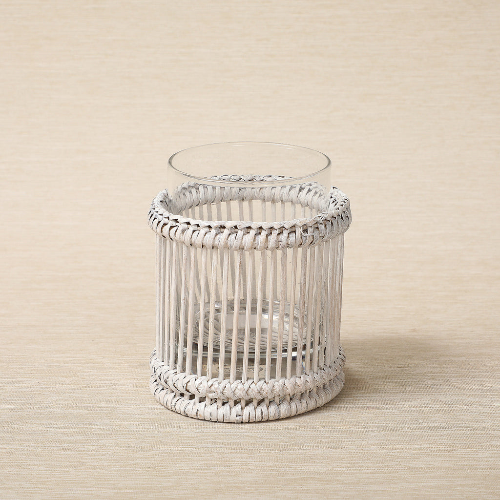 White wash rattan bathroom cup