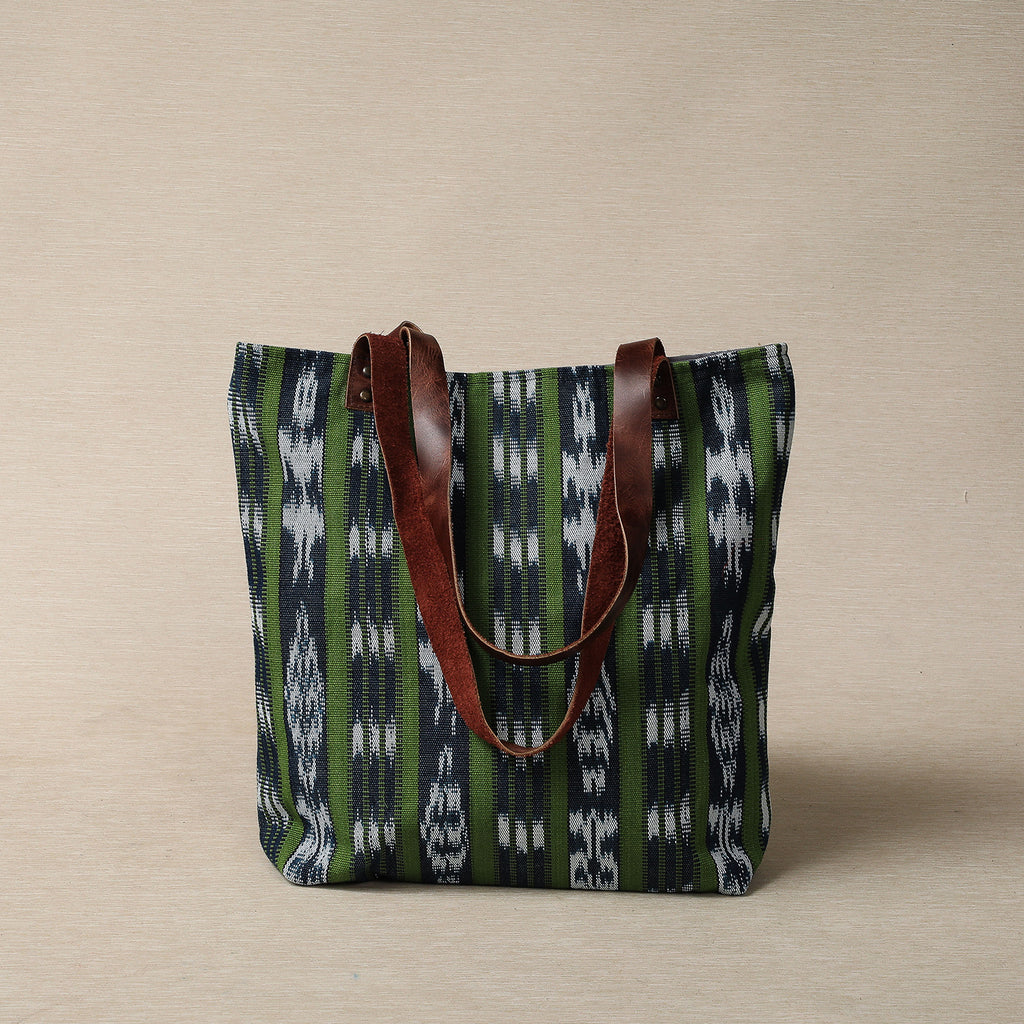 Blue green ikat tote