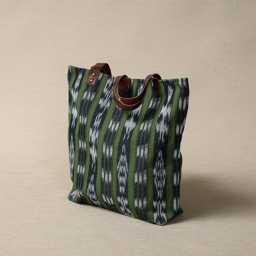 Blue green ikat tote