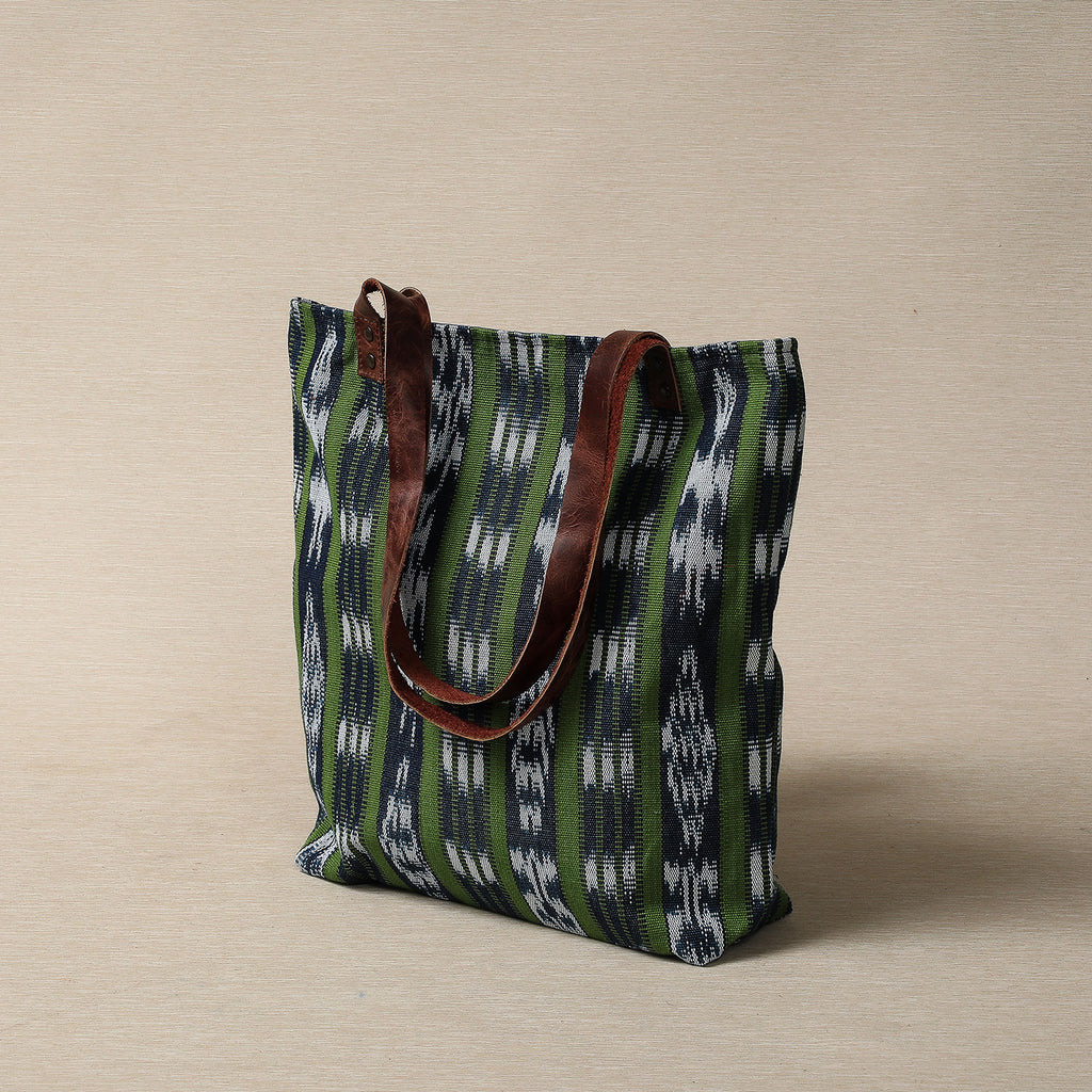 Blue green ikat tote