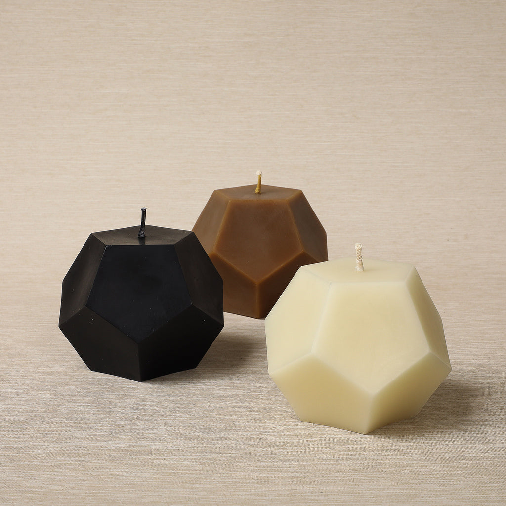 Dodecahedron beeswax candle