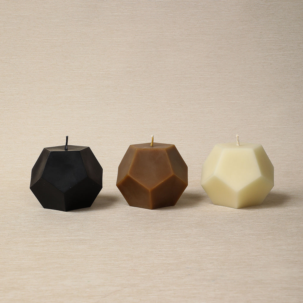 Dodecahedron beeswax candle