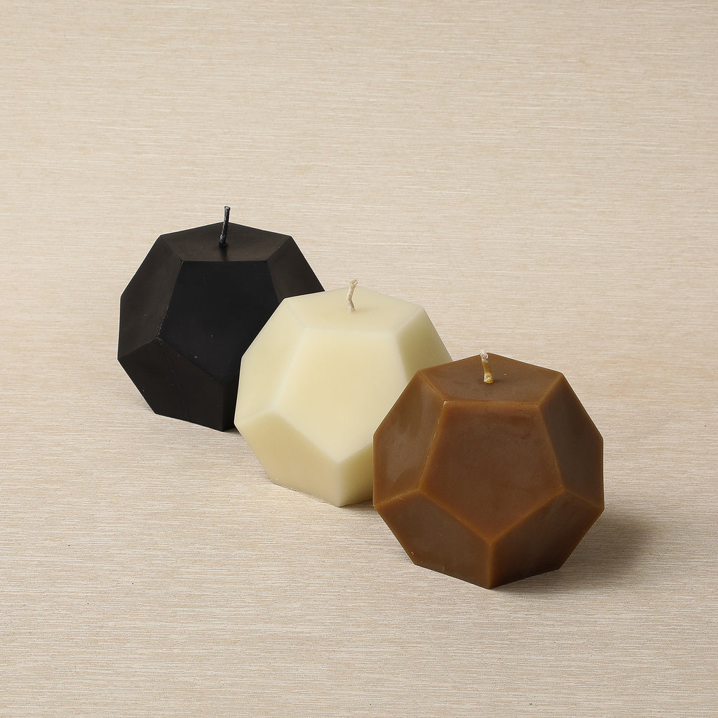 Dodecahedron beeswax candle