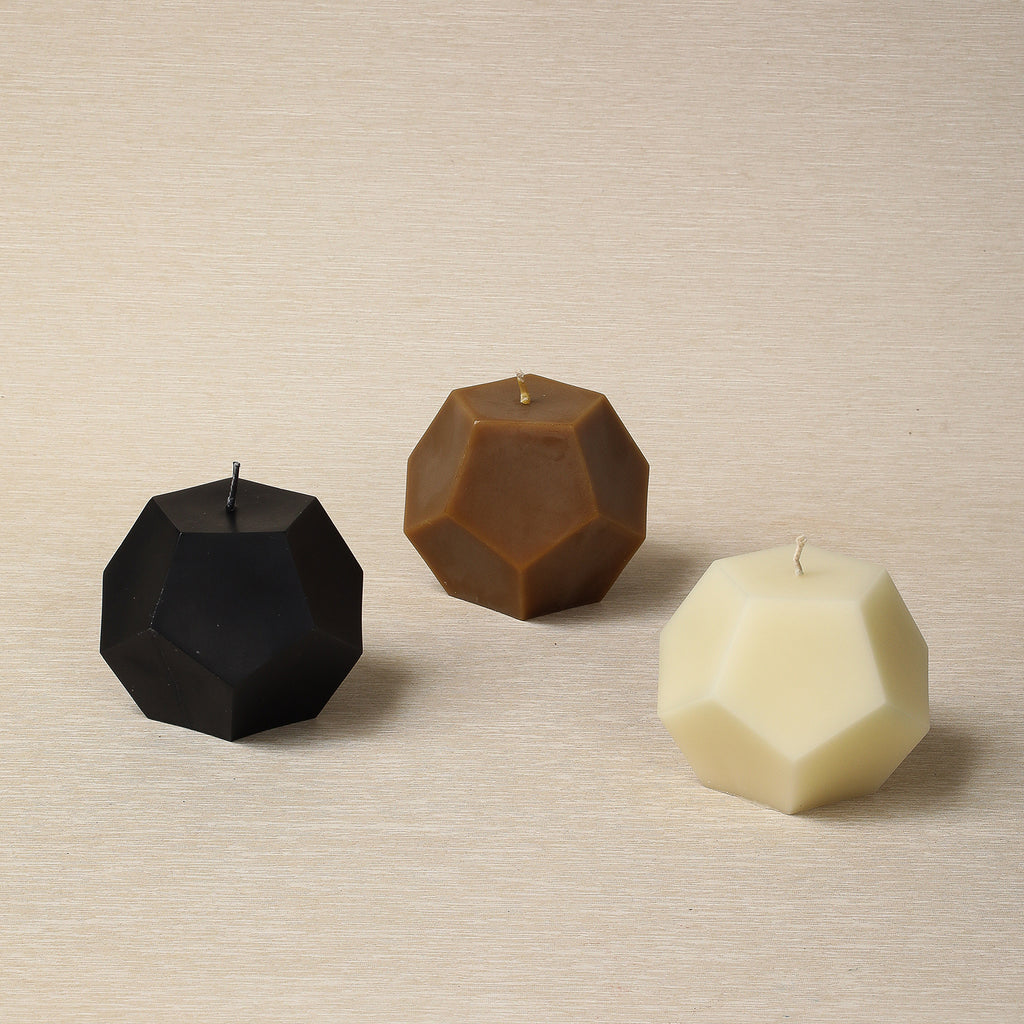 Dodecahedron beeswax candle
