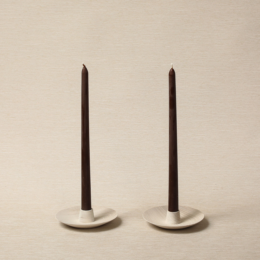 12" Hand-poured beeswax candles, pair