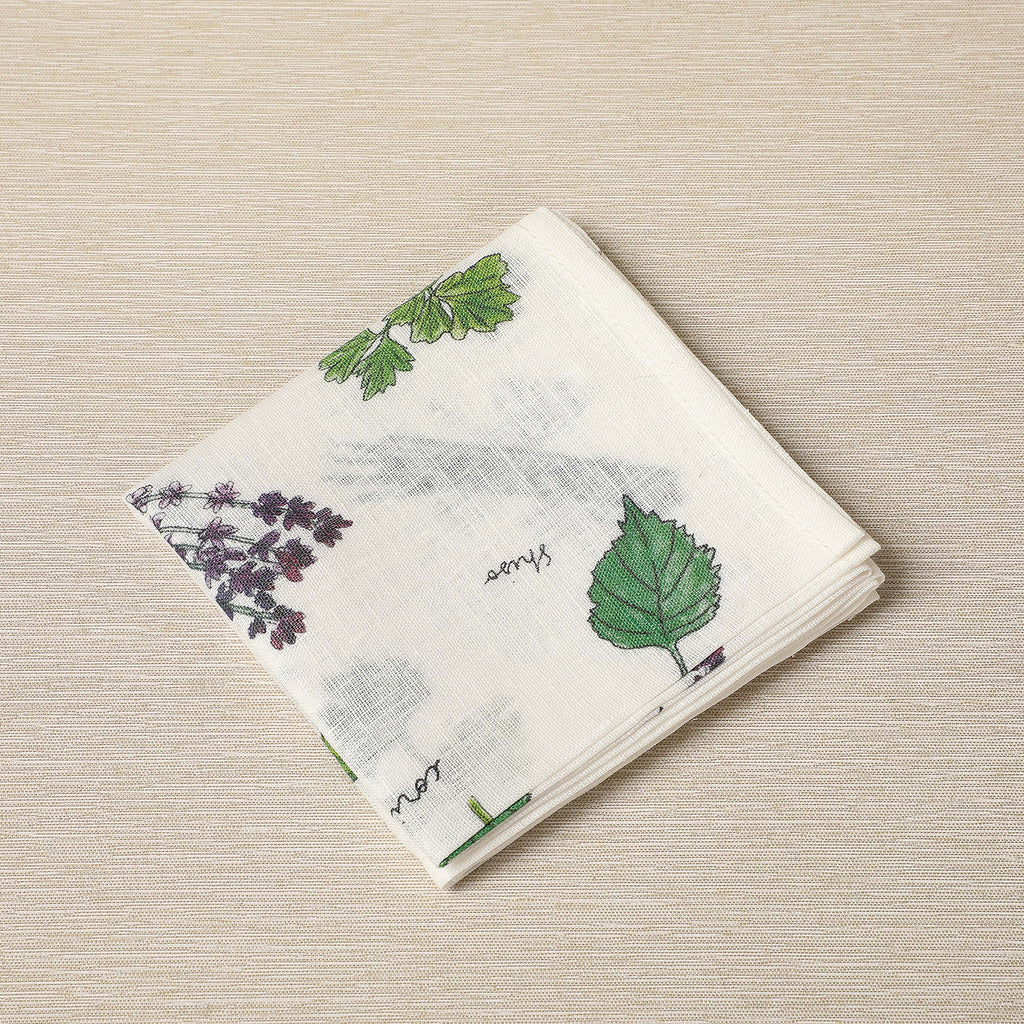 Herbs motif linen  handkerchief