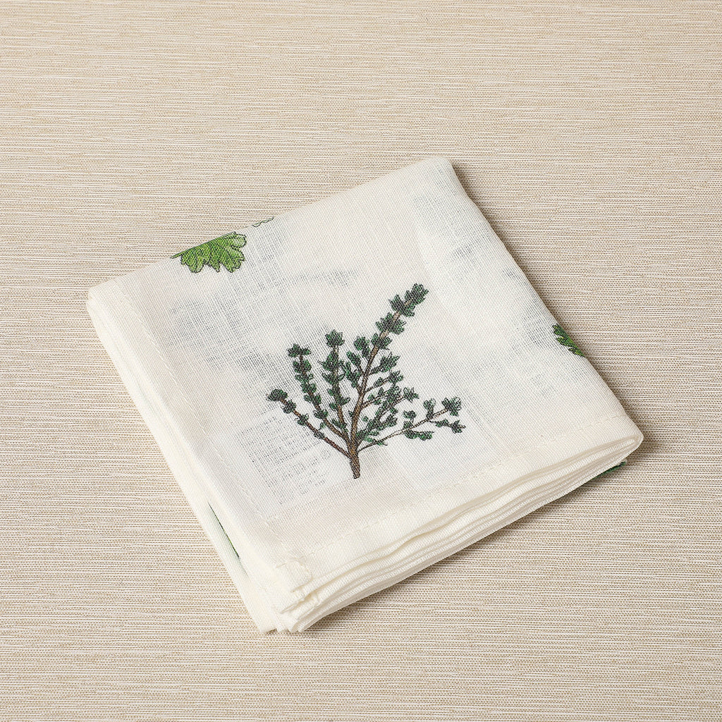 Herbs motif linen  handkerchief