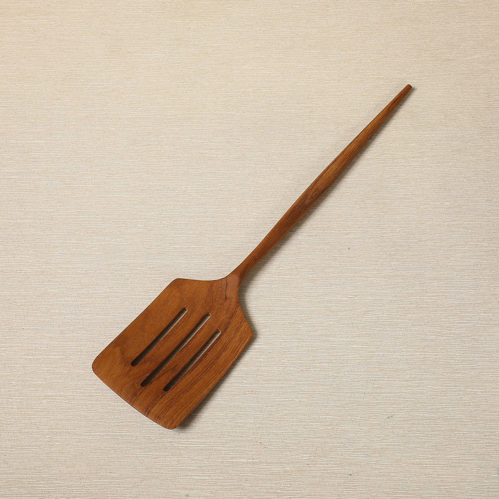 Teak slotted spatula