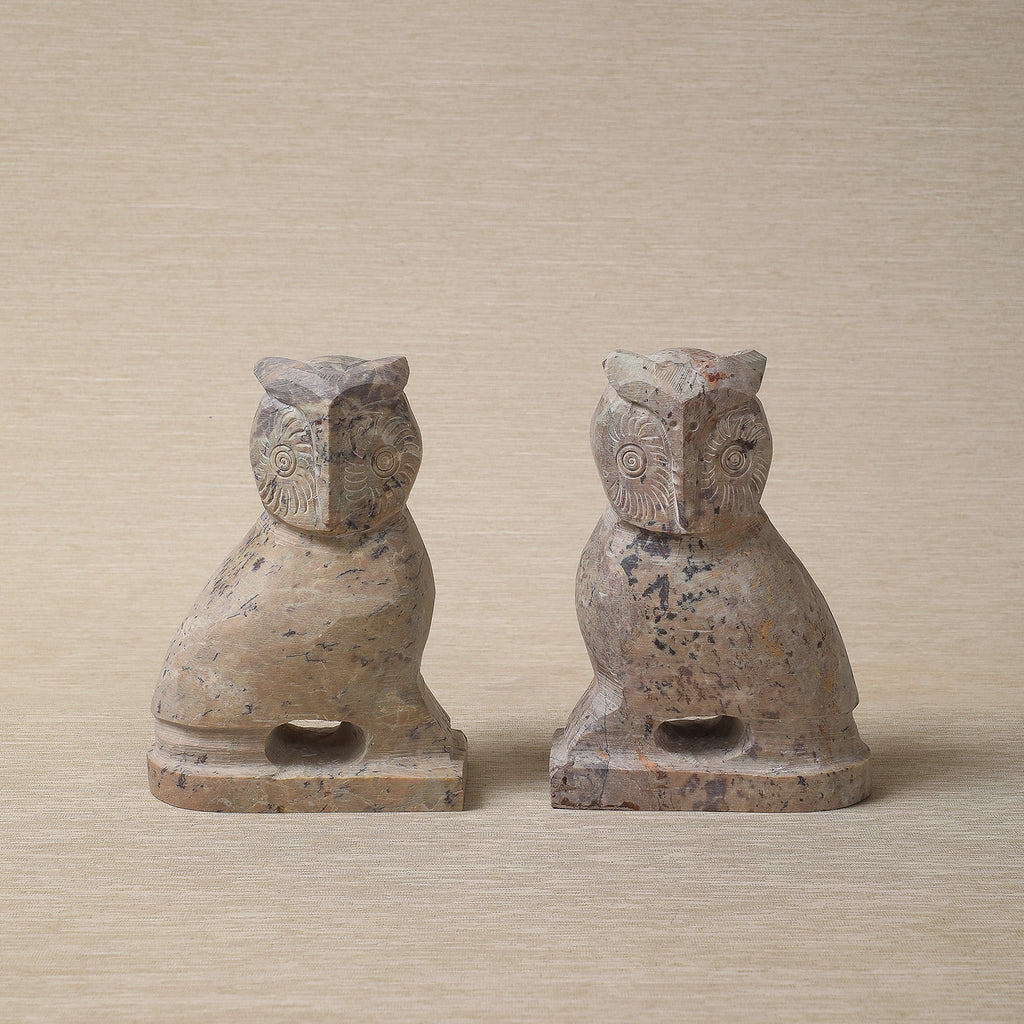Owl bookends in soap stone