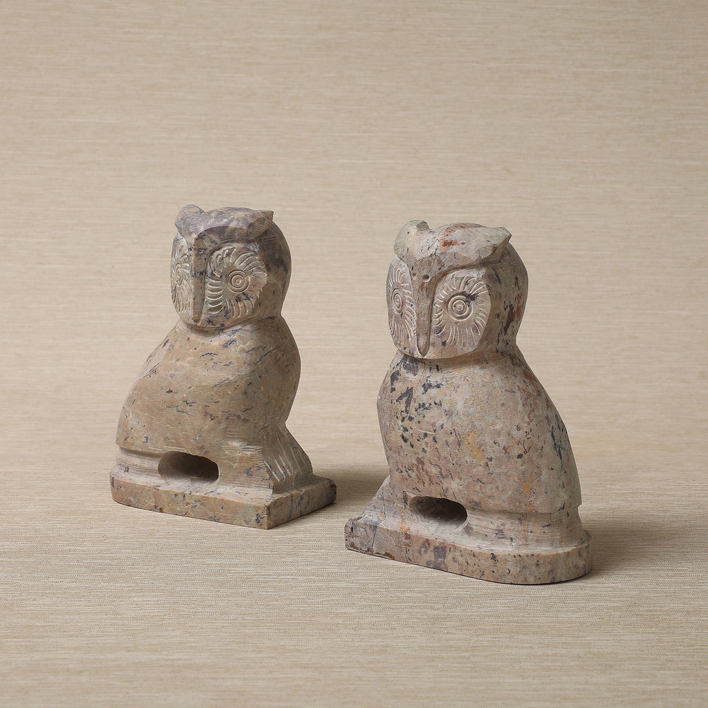Owl bookends in soap stone