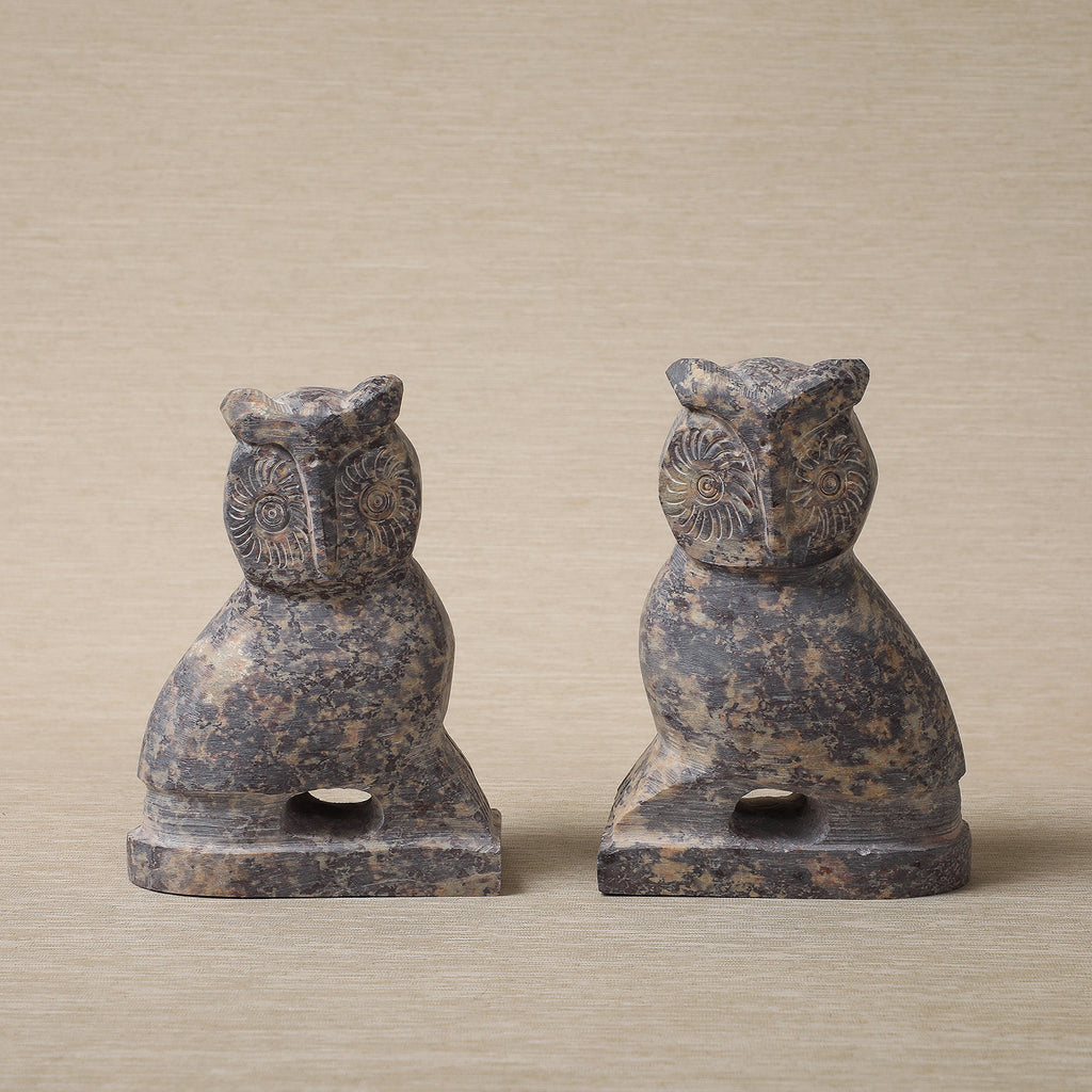Owl bookends in soap stone