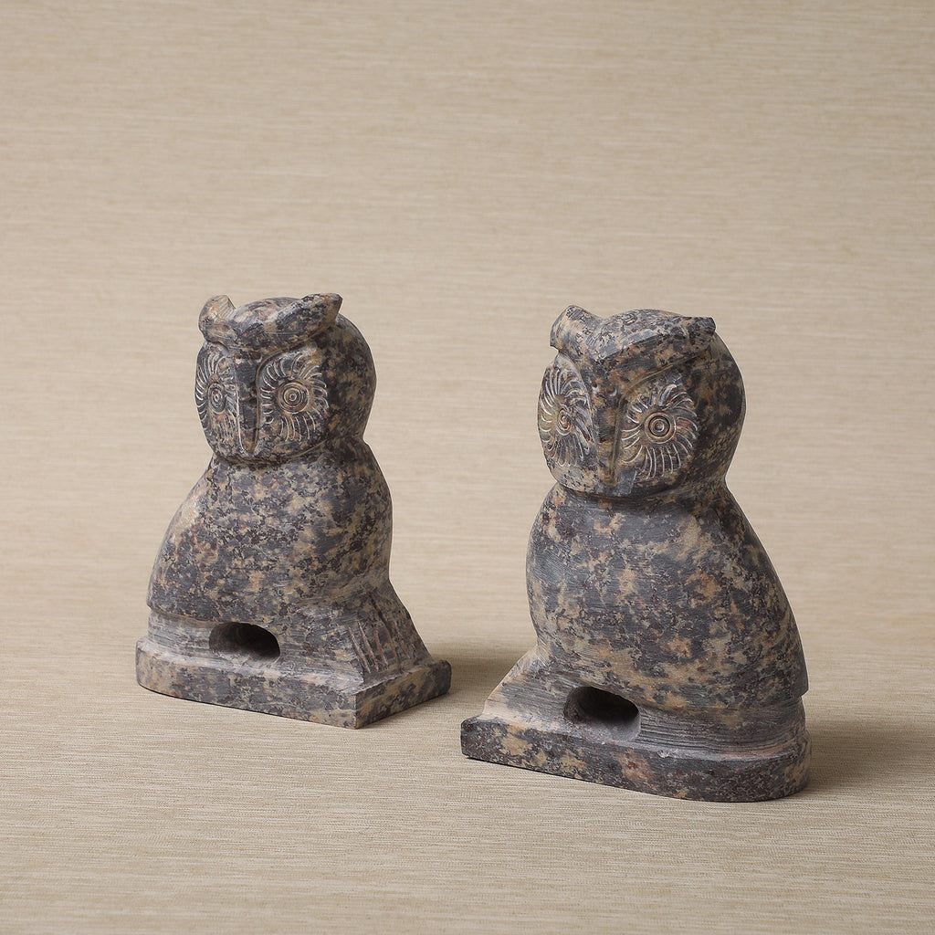 Owl bookends in soap stone