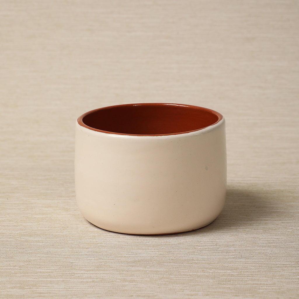 White glazed terracotta ramekin