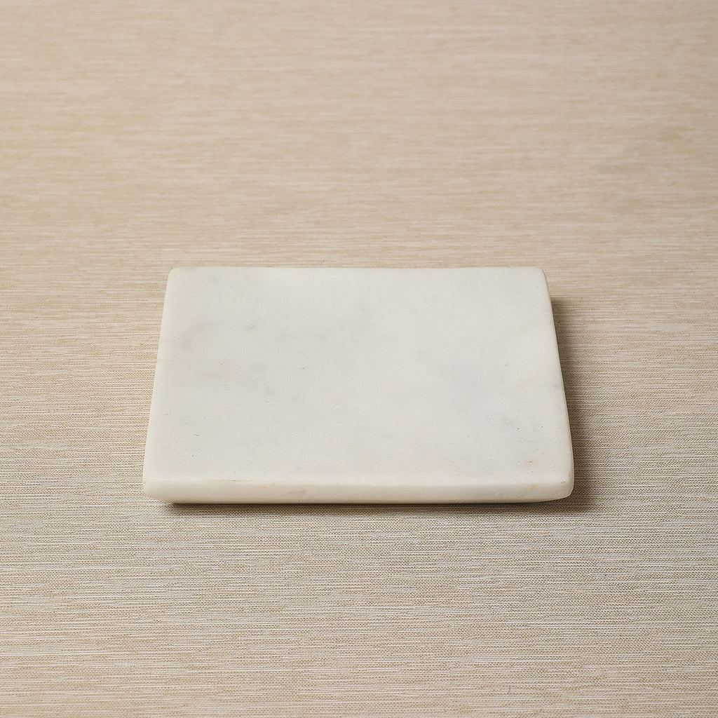 Square white marble dish