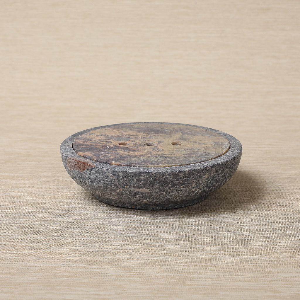 Round soap stone soap dish