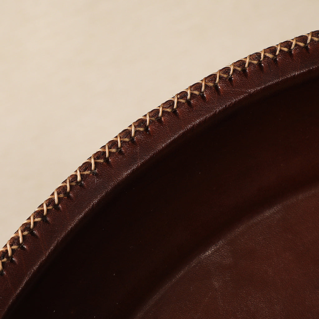 Round Leather Clad Serving Tray