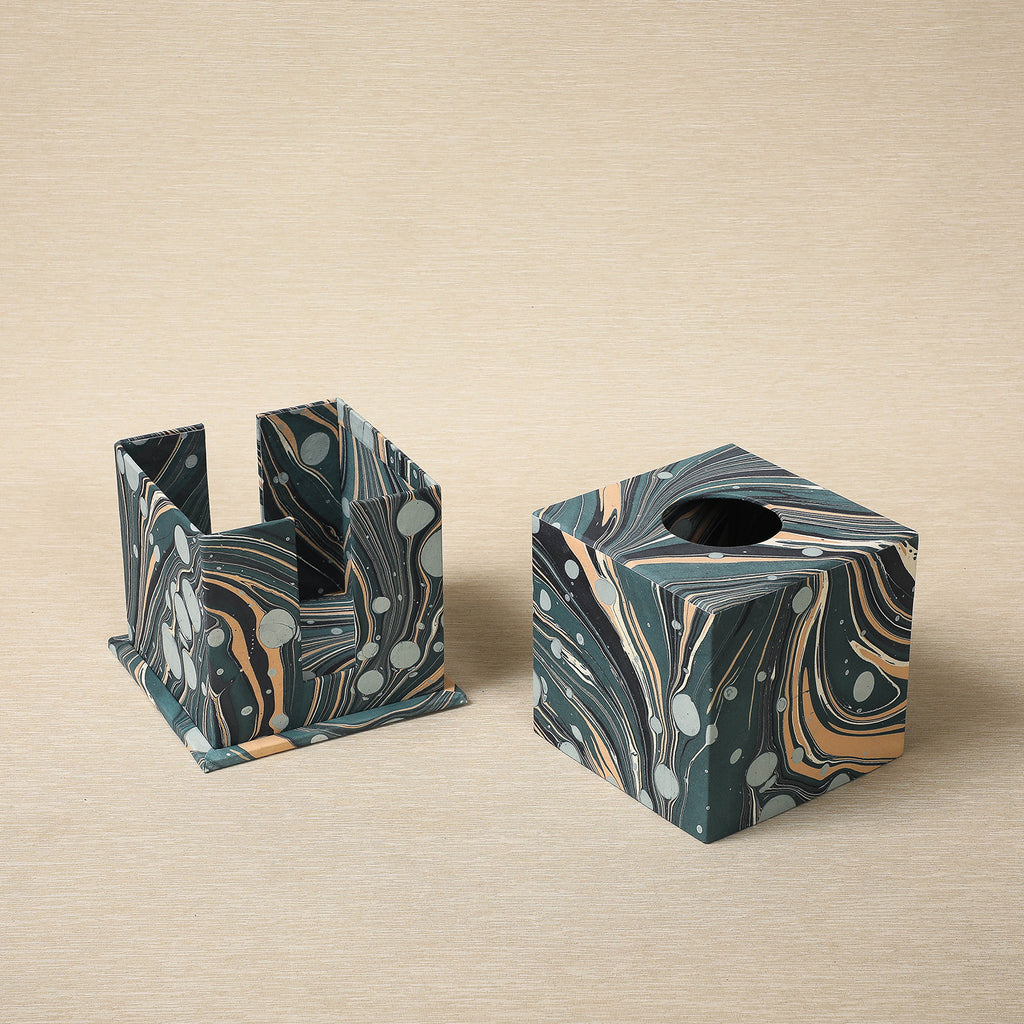 Hand Marbled tissue box cover
