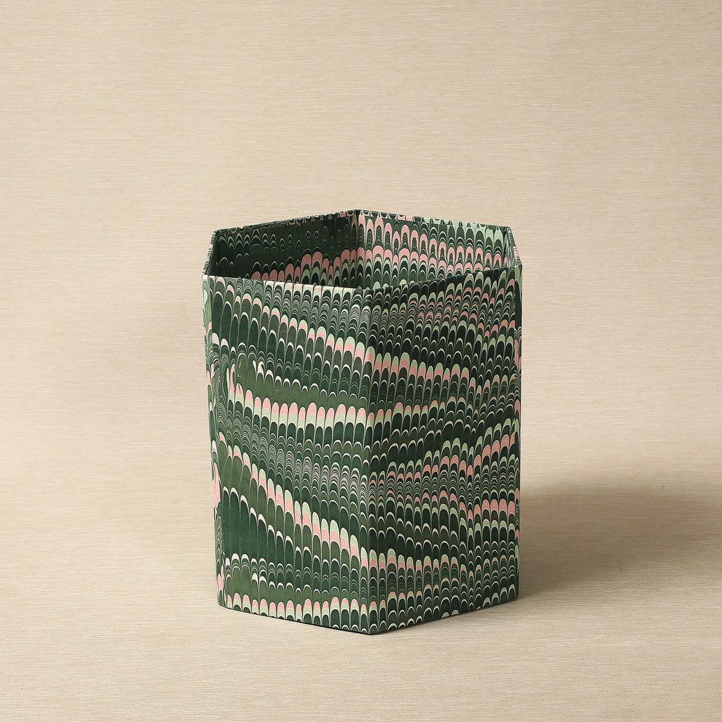 Collapsible Marbled  Paper Wastepaper Bin