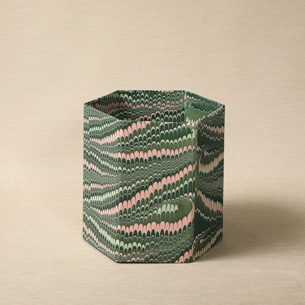 Collapsible Marbled  Paper Wastepaper Bin