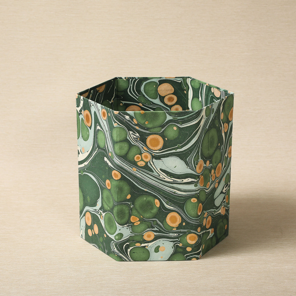 Collapsible Marbled  Paper Wastepaper Bin