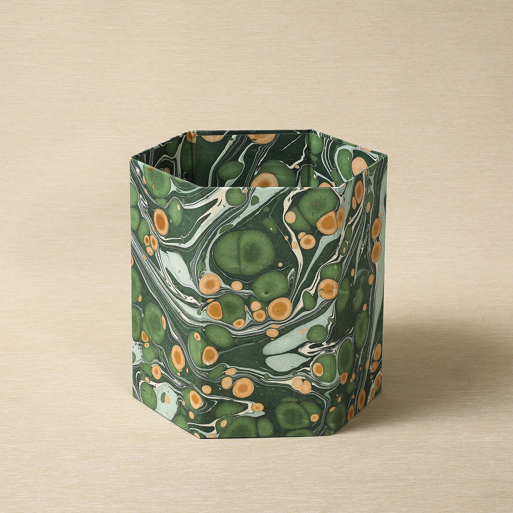 Collapsible Marbled  Paper Wastepaper Bin