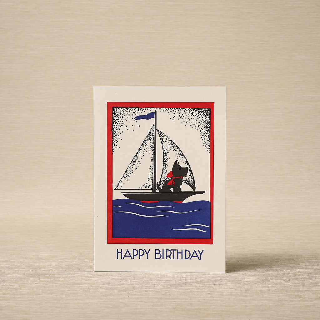 Happy Birthday Sailing Dog Card