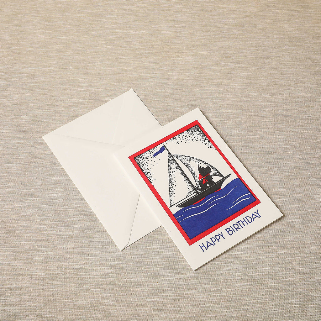 Happy Birthday Sailing Dog Card