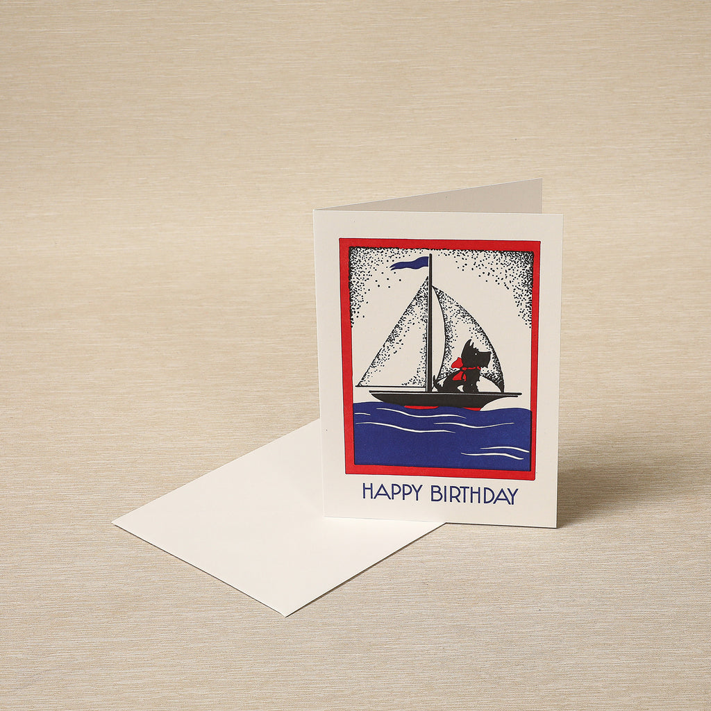 Happy Birthday Sailing Dog Card