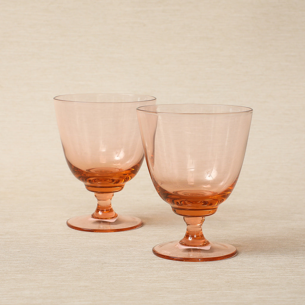 Rose blown glass footed tumbler