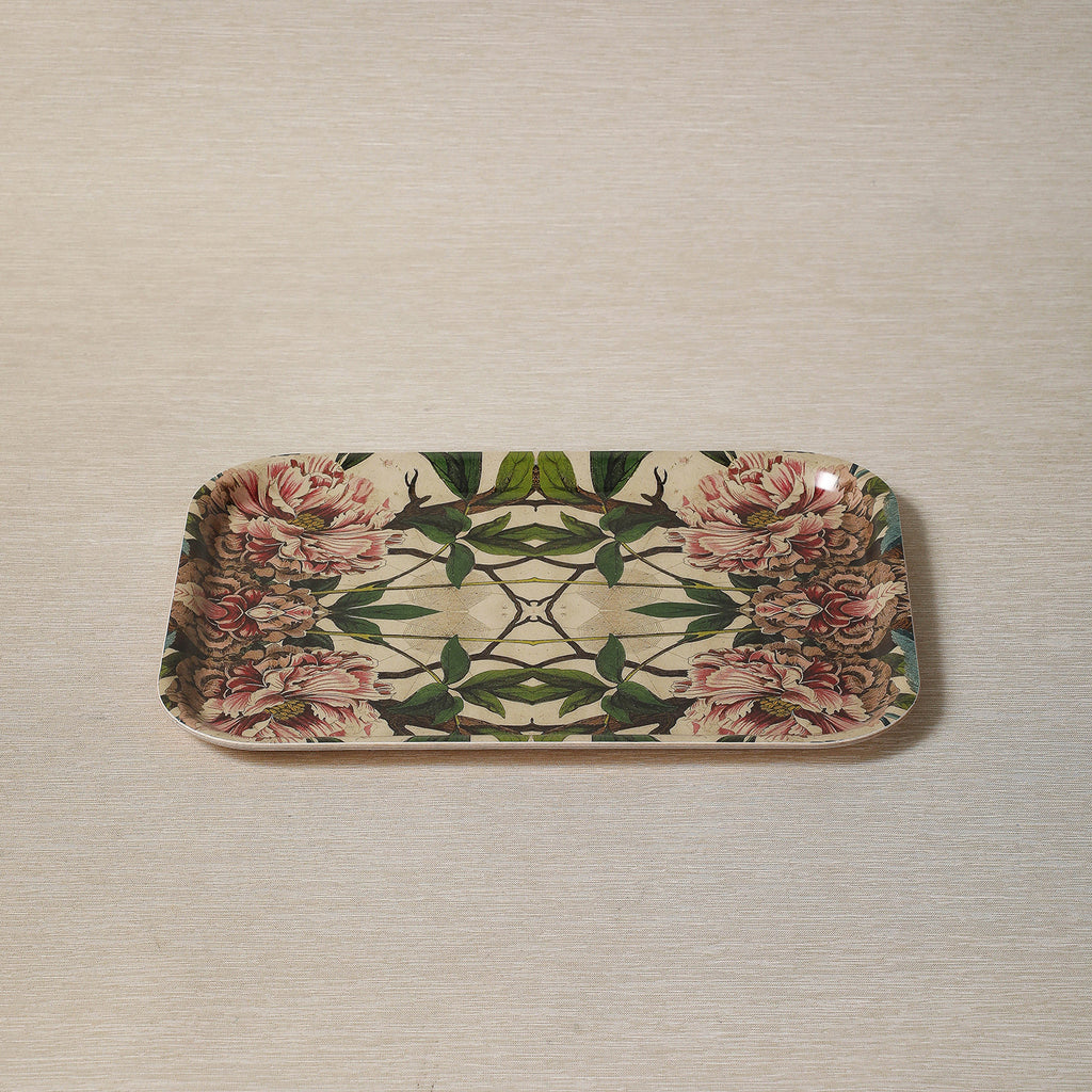 Peonies pattern rectangle tray