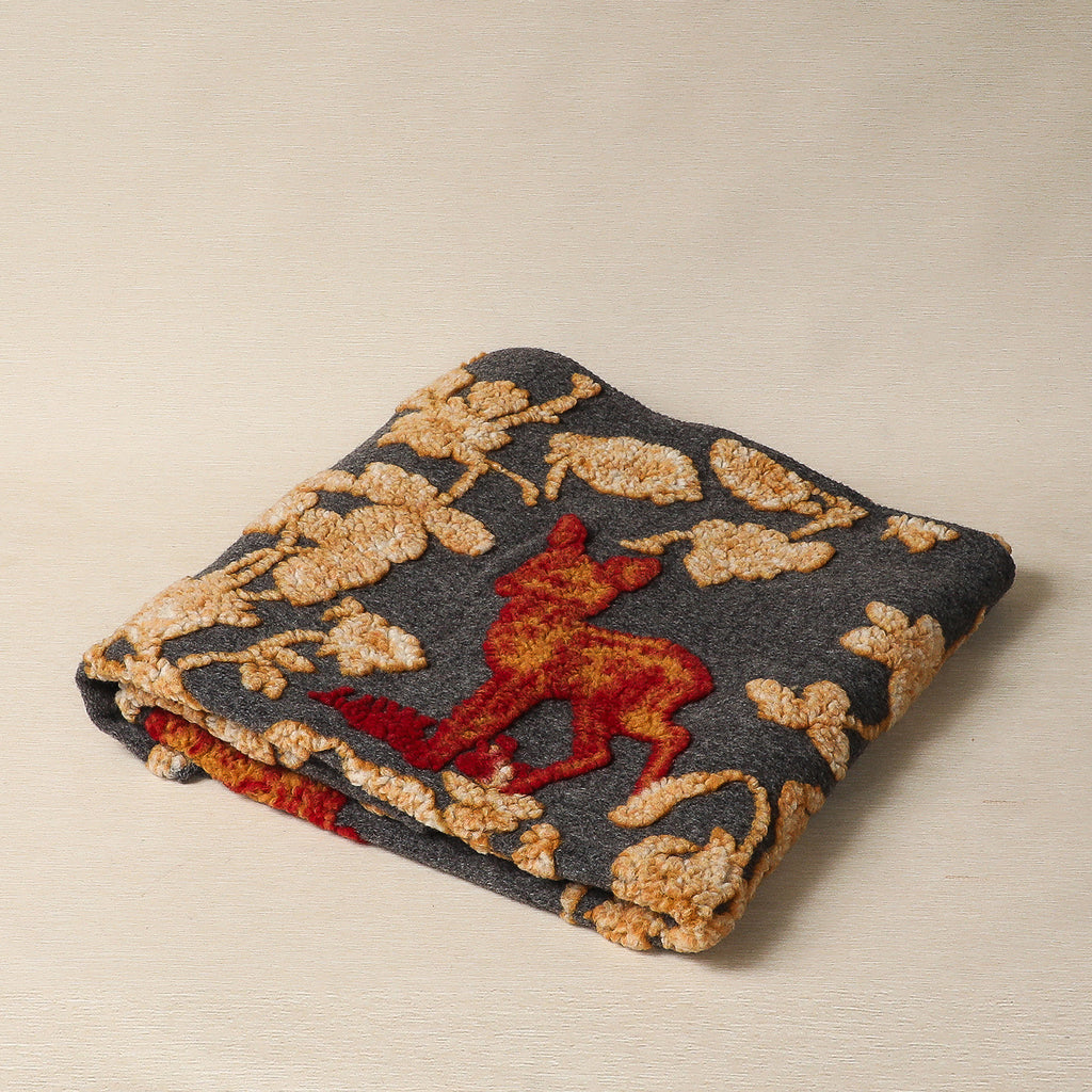 Textured wool fawn throw
