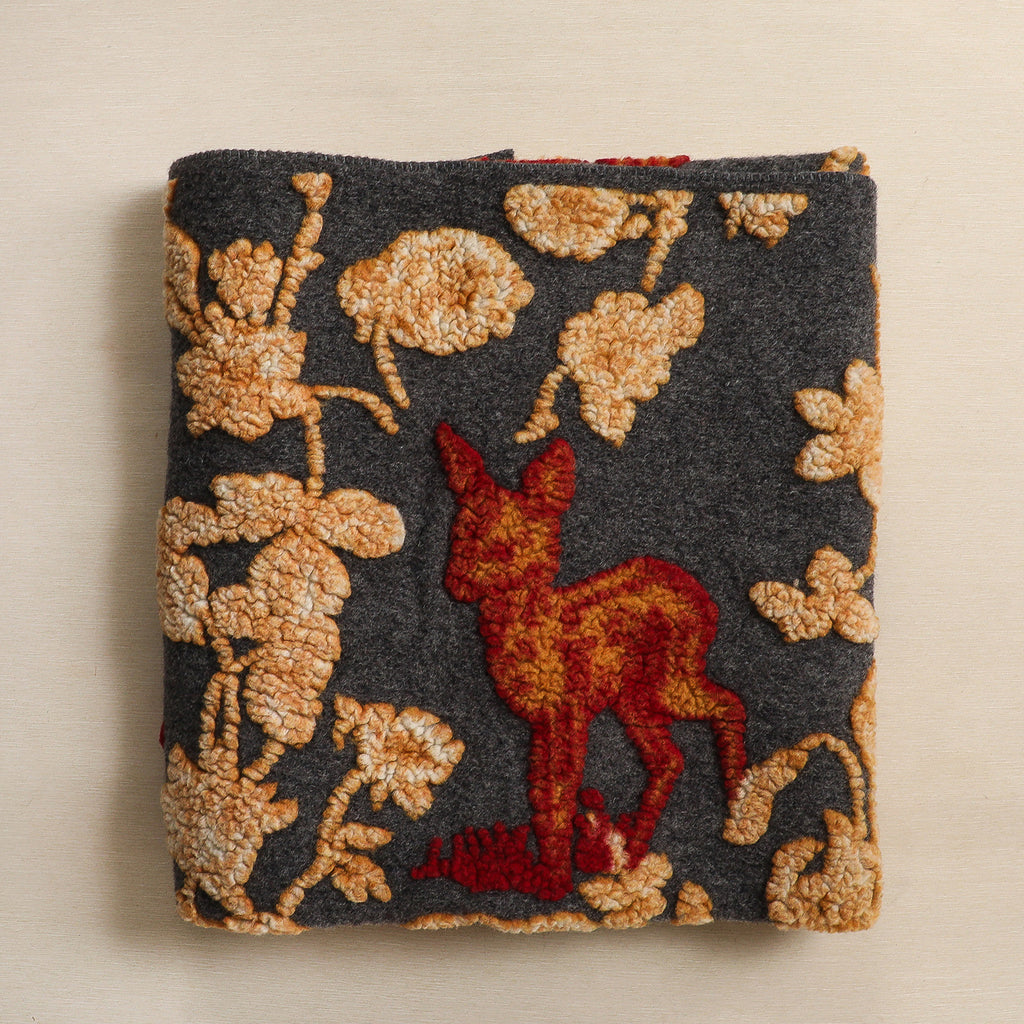 Textured wool fawn throw