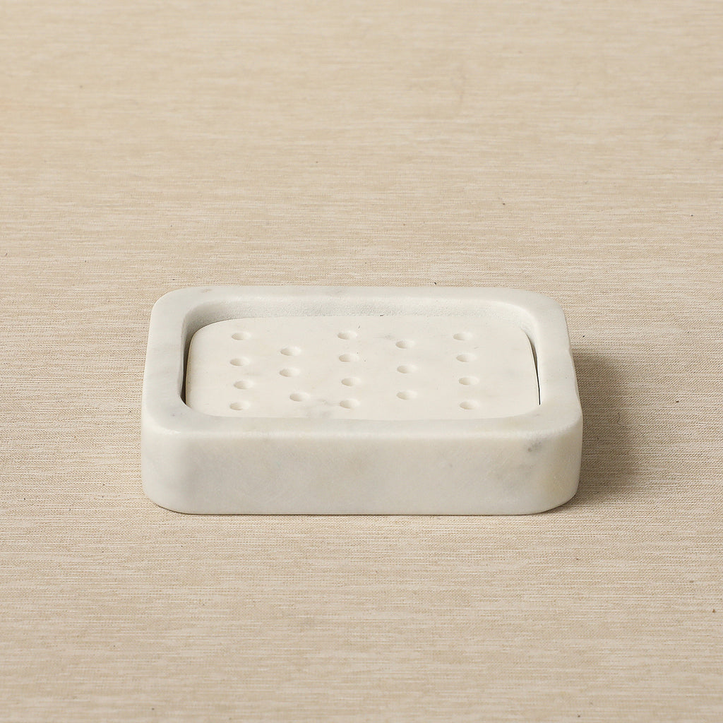 White marble rectangular soap dish