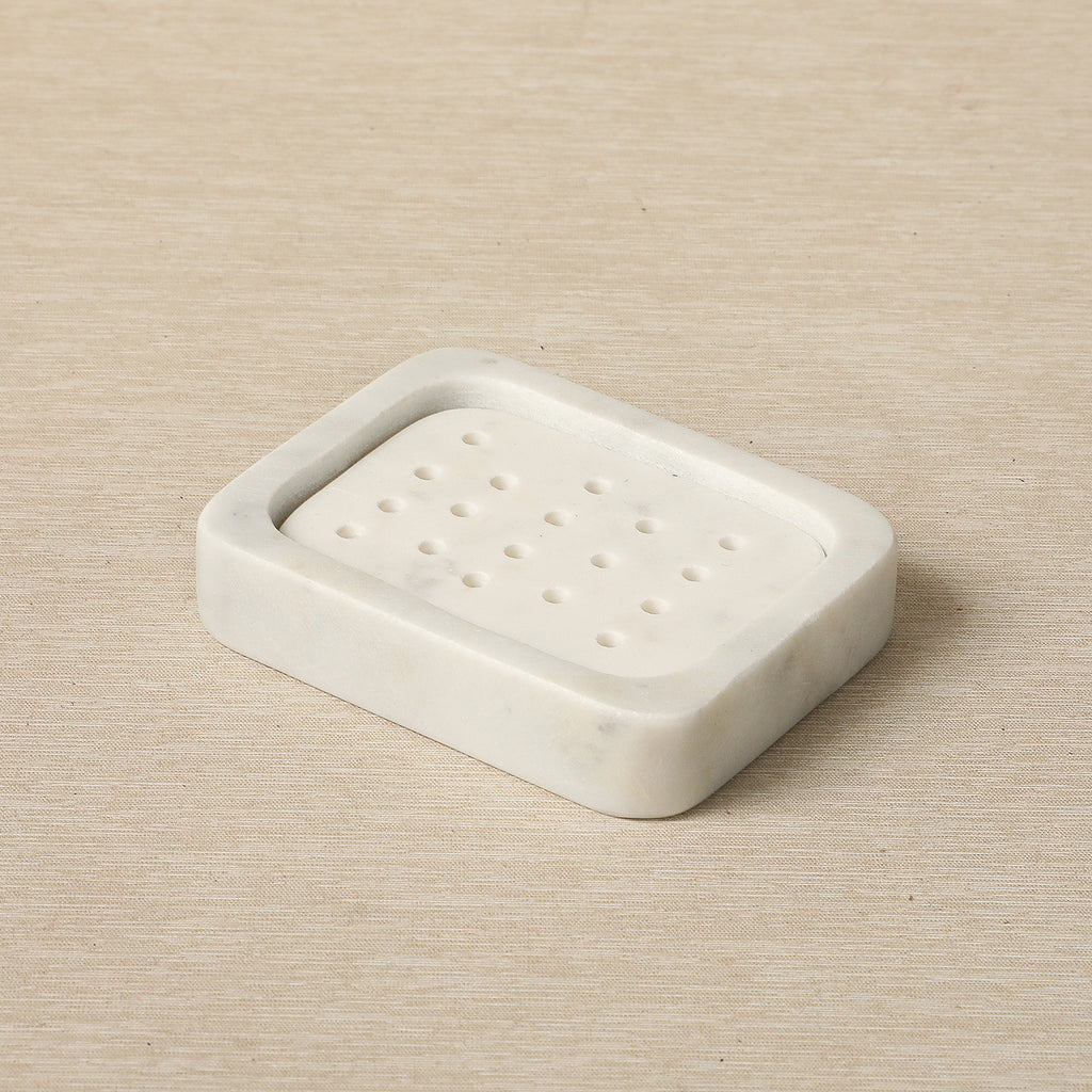 White marble rectangular soap dish