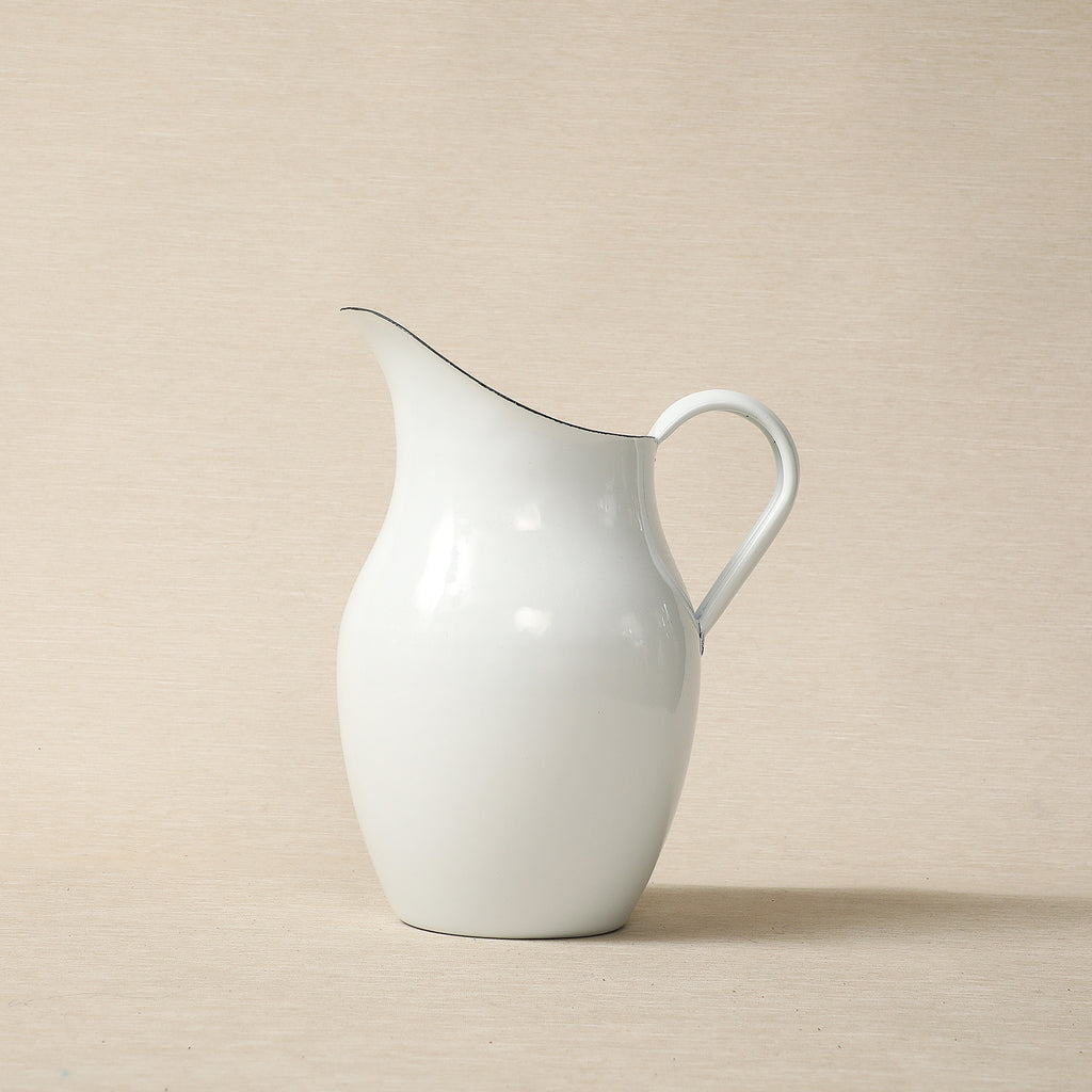 White enamel water pitcher