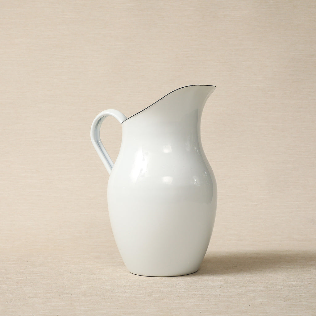 White enamel water pitcher