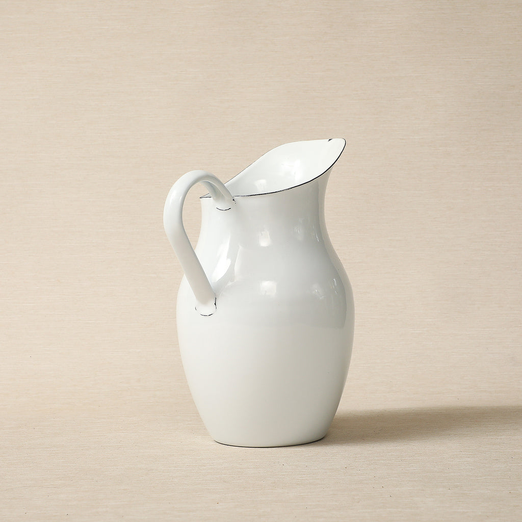 White enamel water pitcher