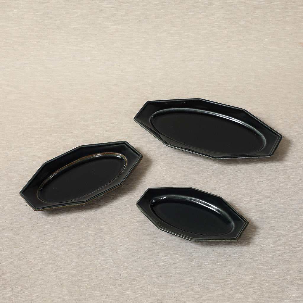 Indigo glazed octagonal tapas dishes