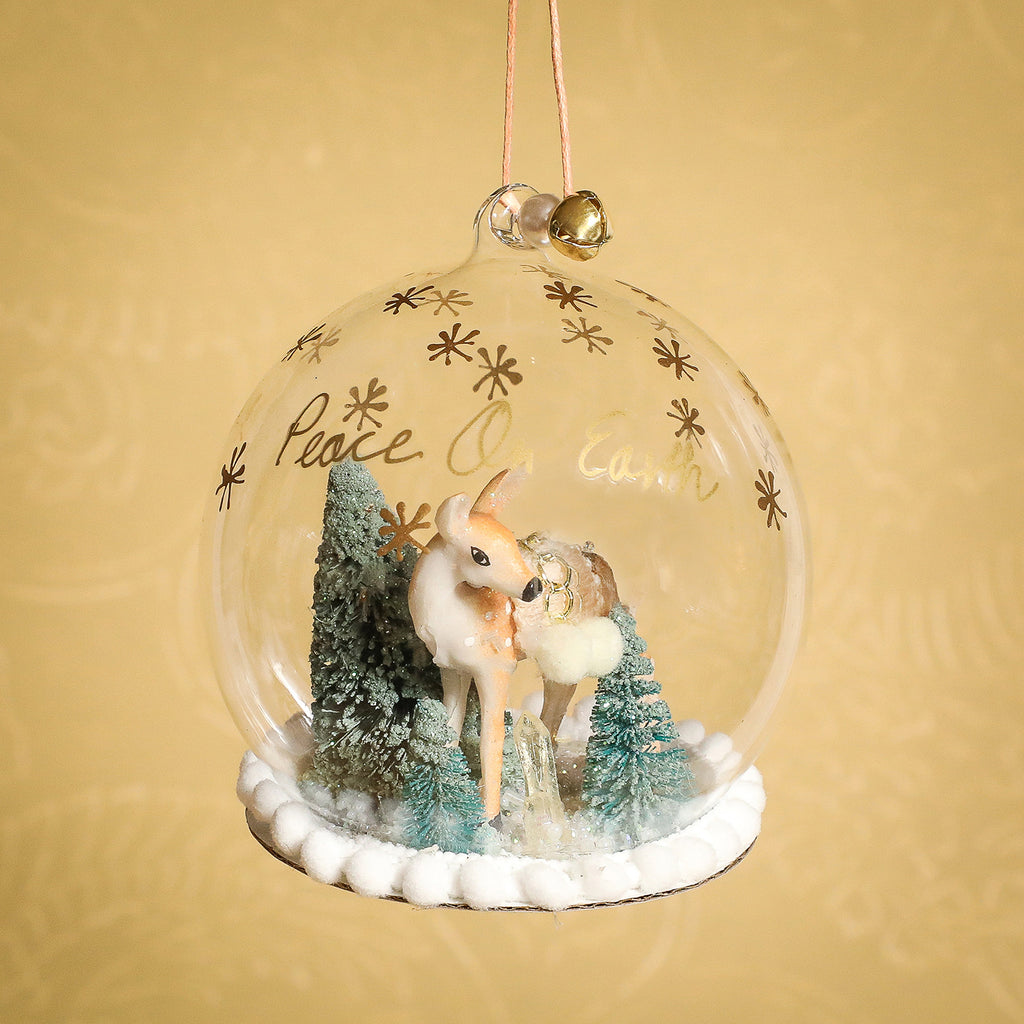Winter deer globe ornament