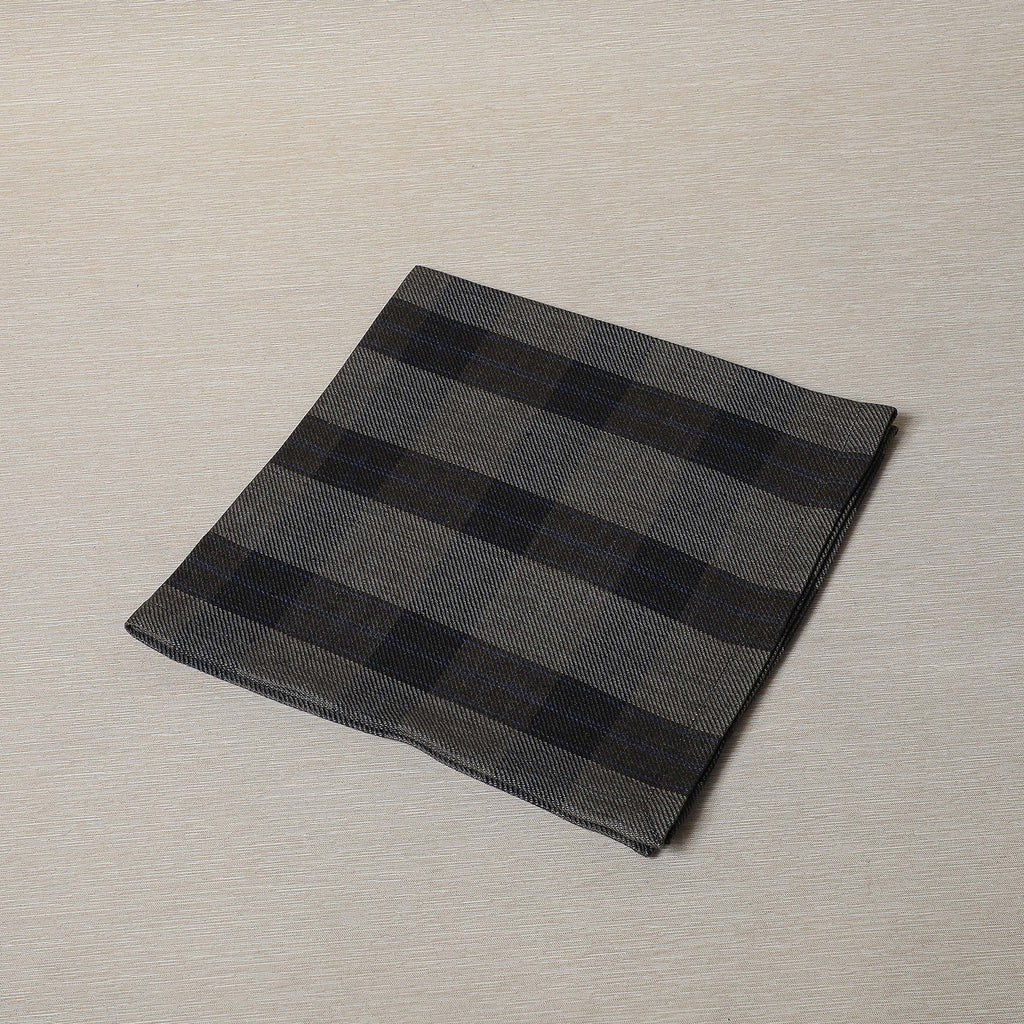 Grey, black and royal blue tartan check kitchen towel
