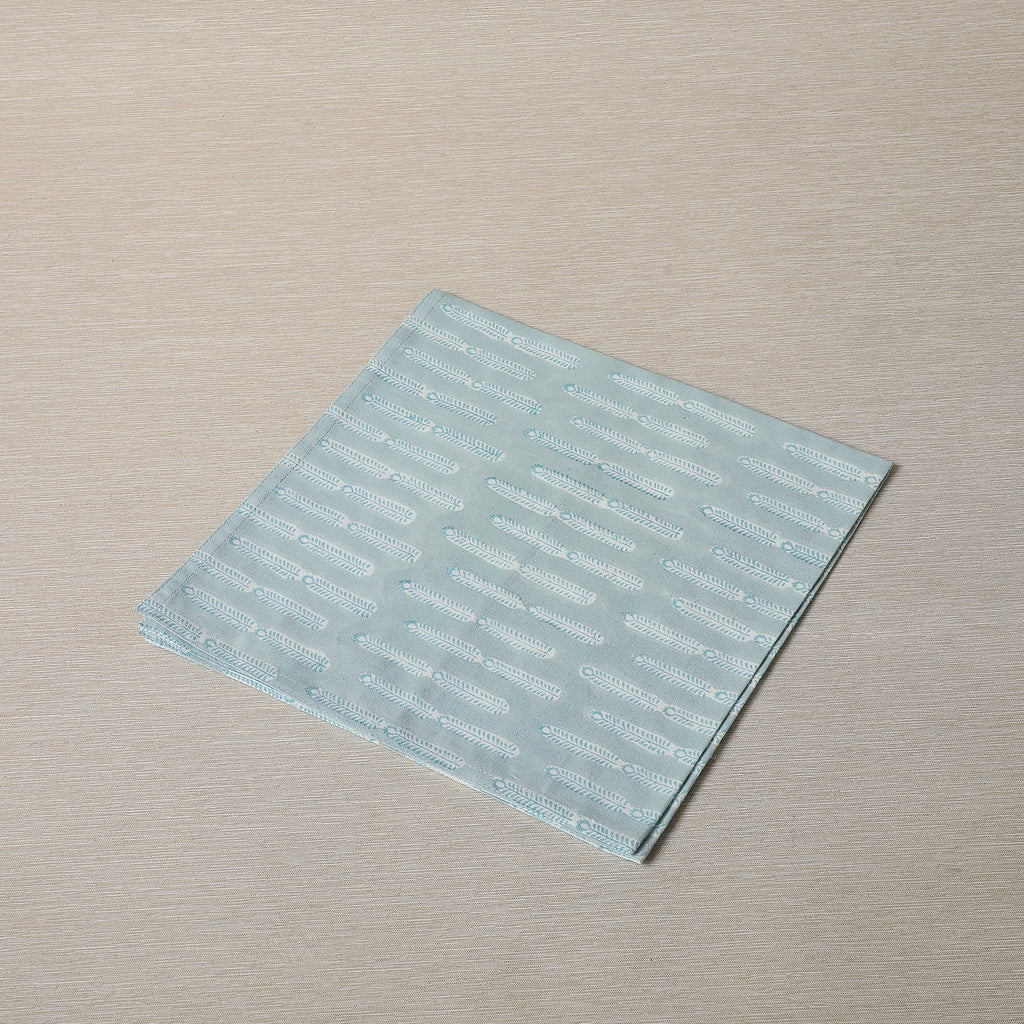 Pale blue block print napkin