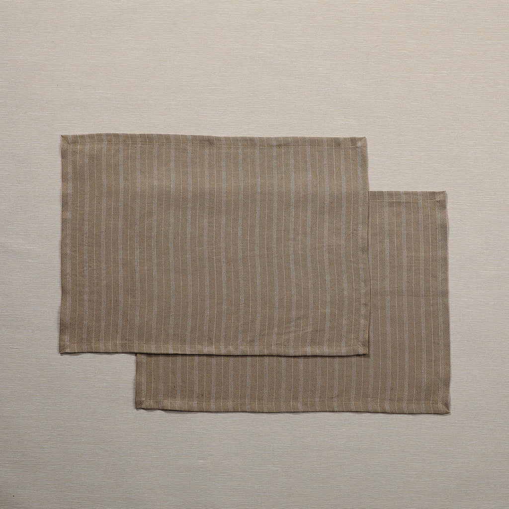 Beige linen stripe placemat