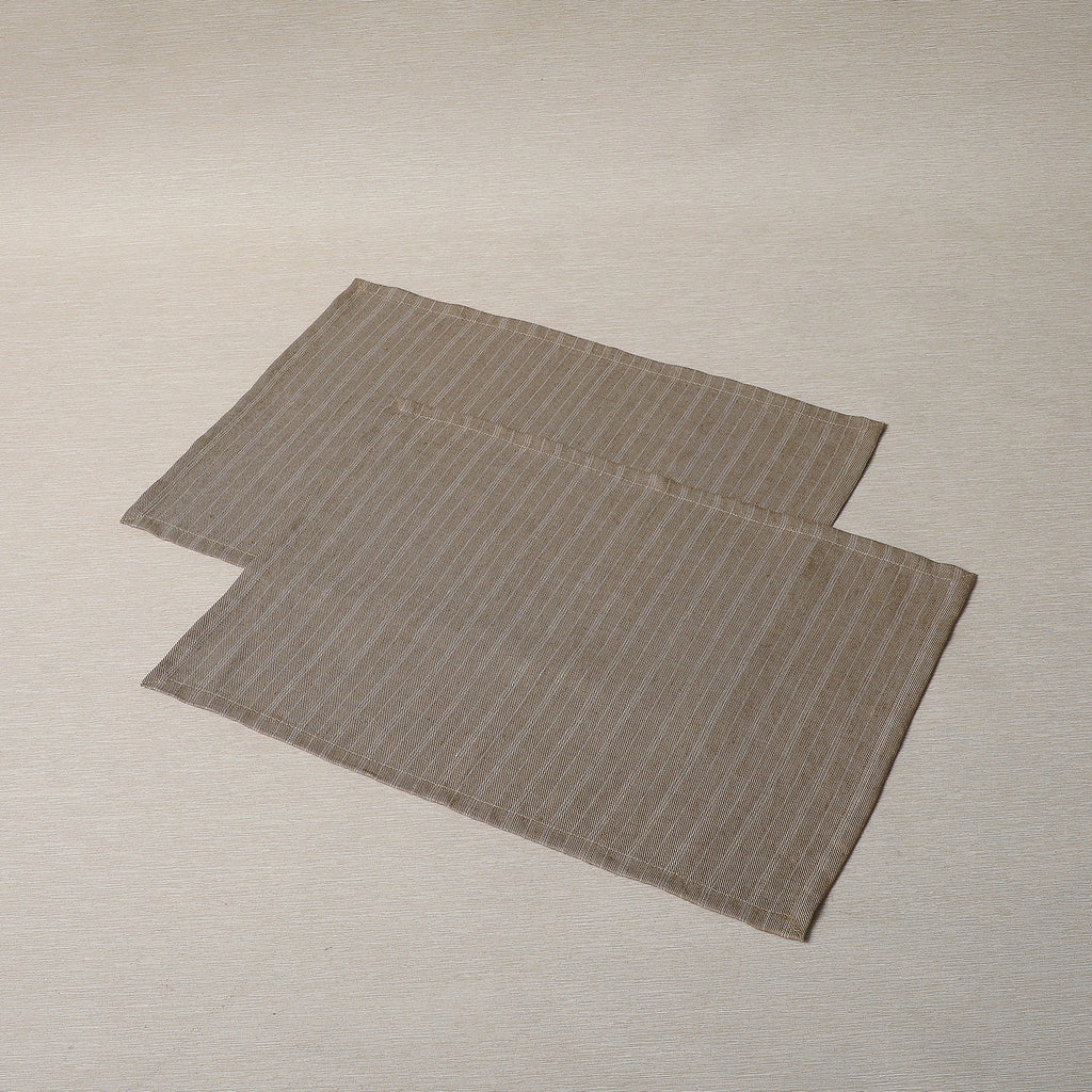 Beige linen stripe placemat