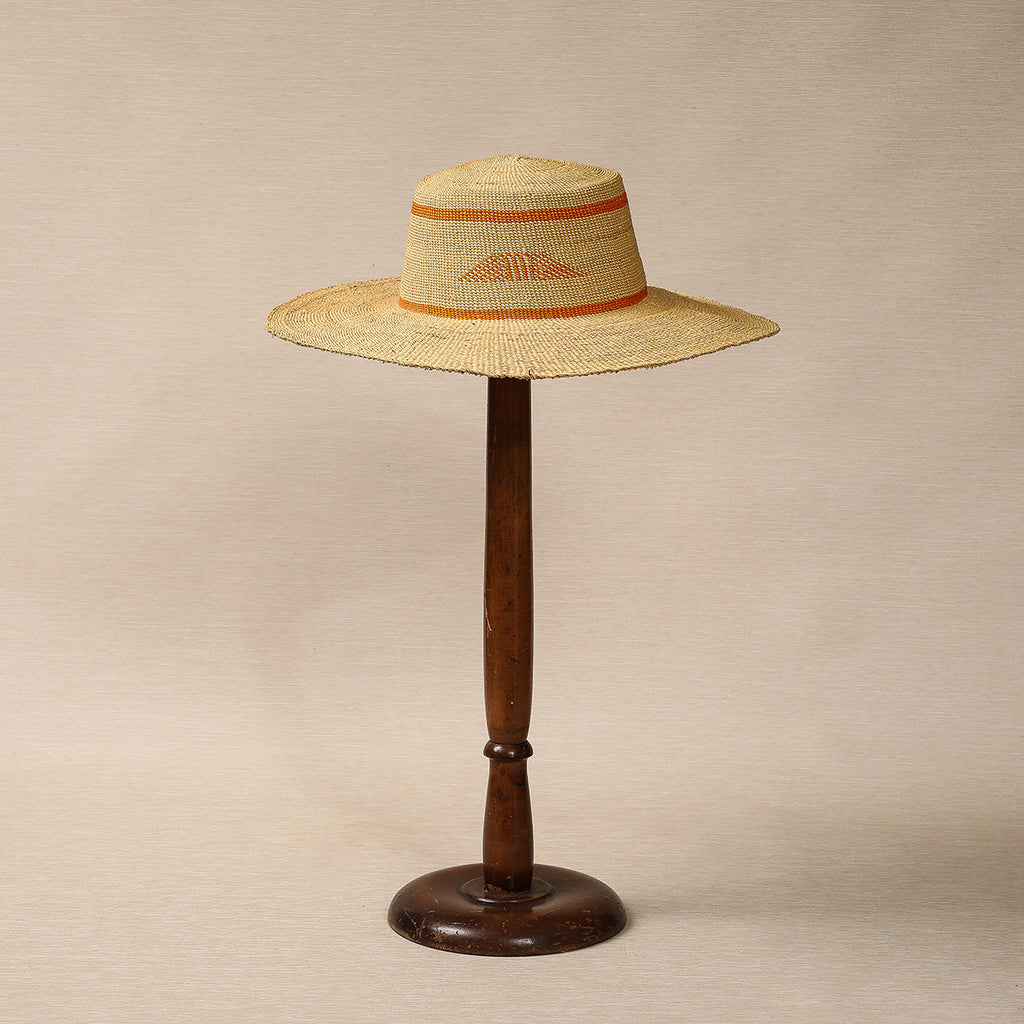 Staw hat with orange