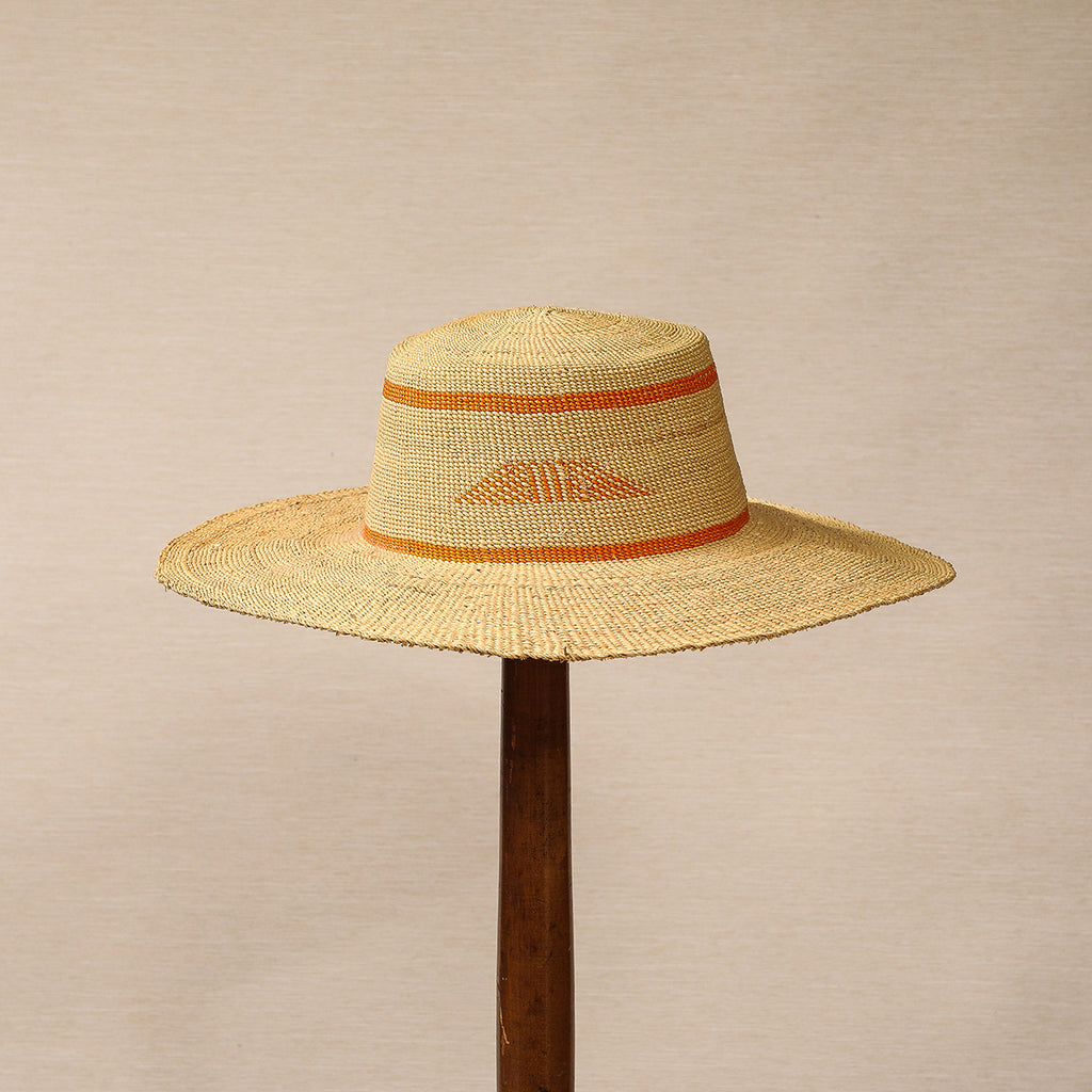 Staw hat with orange