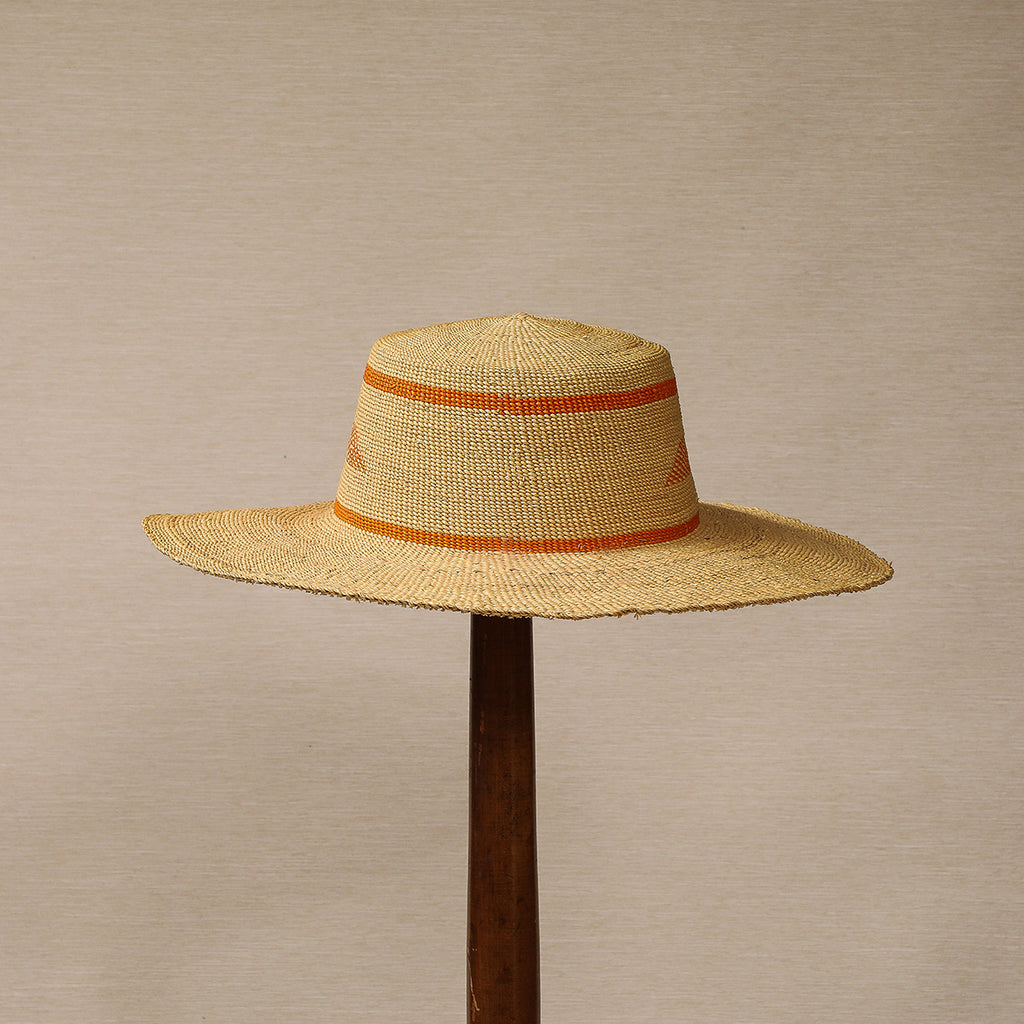 Staw hat with orange