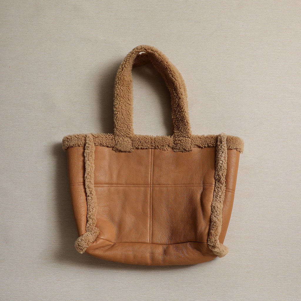 Reversible shearling tote