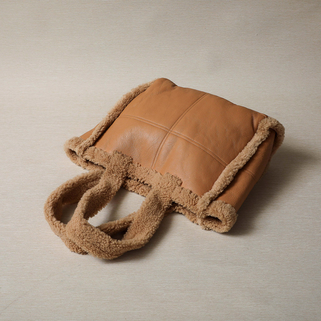 Reversible shearling tote