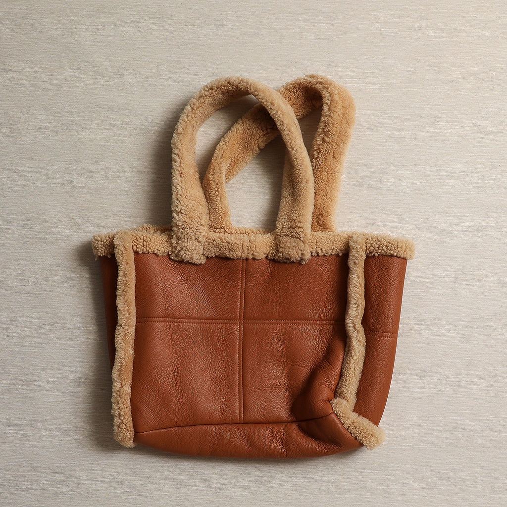 Reversible shearling tote